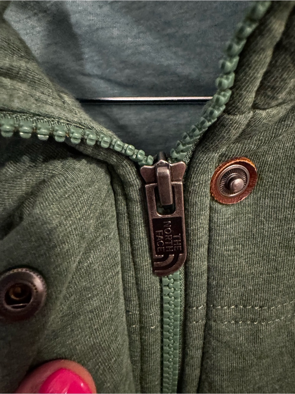 The North Face Women's Hooded Puffer Vest in Heather Green - Picture 5 of 7